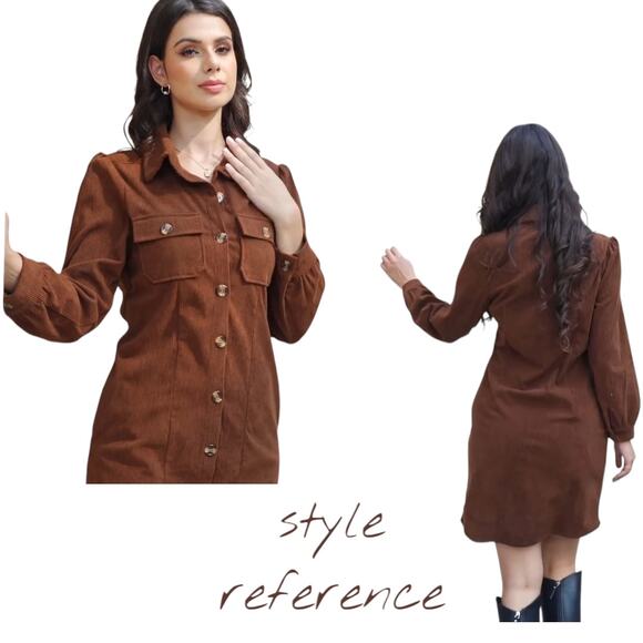 Alaster Queen Women's Corduroy Long Sleeve Short Dress Button Down Small NWT - Picture 6 of 7